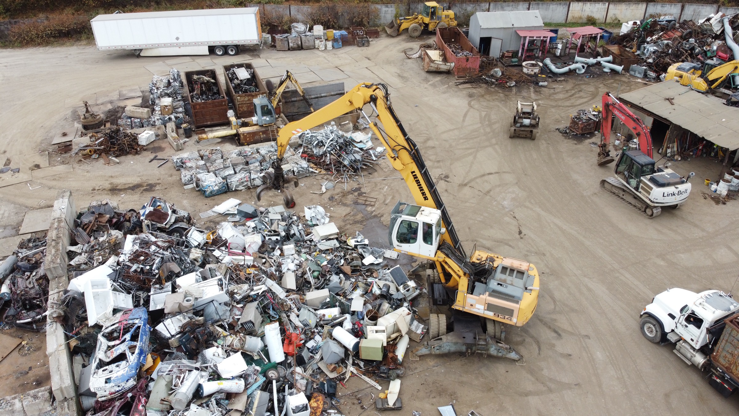 Aerial view of scrap processing operations at the Santoro Metals Springfield yard